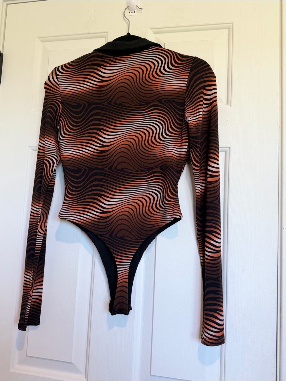 I.AM.GIA Brown Swirl Long-Sleeve Keyhole Bodysuit - Picture 5 of 6